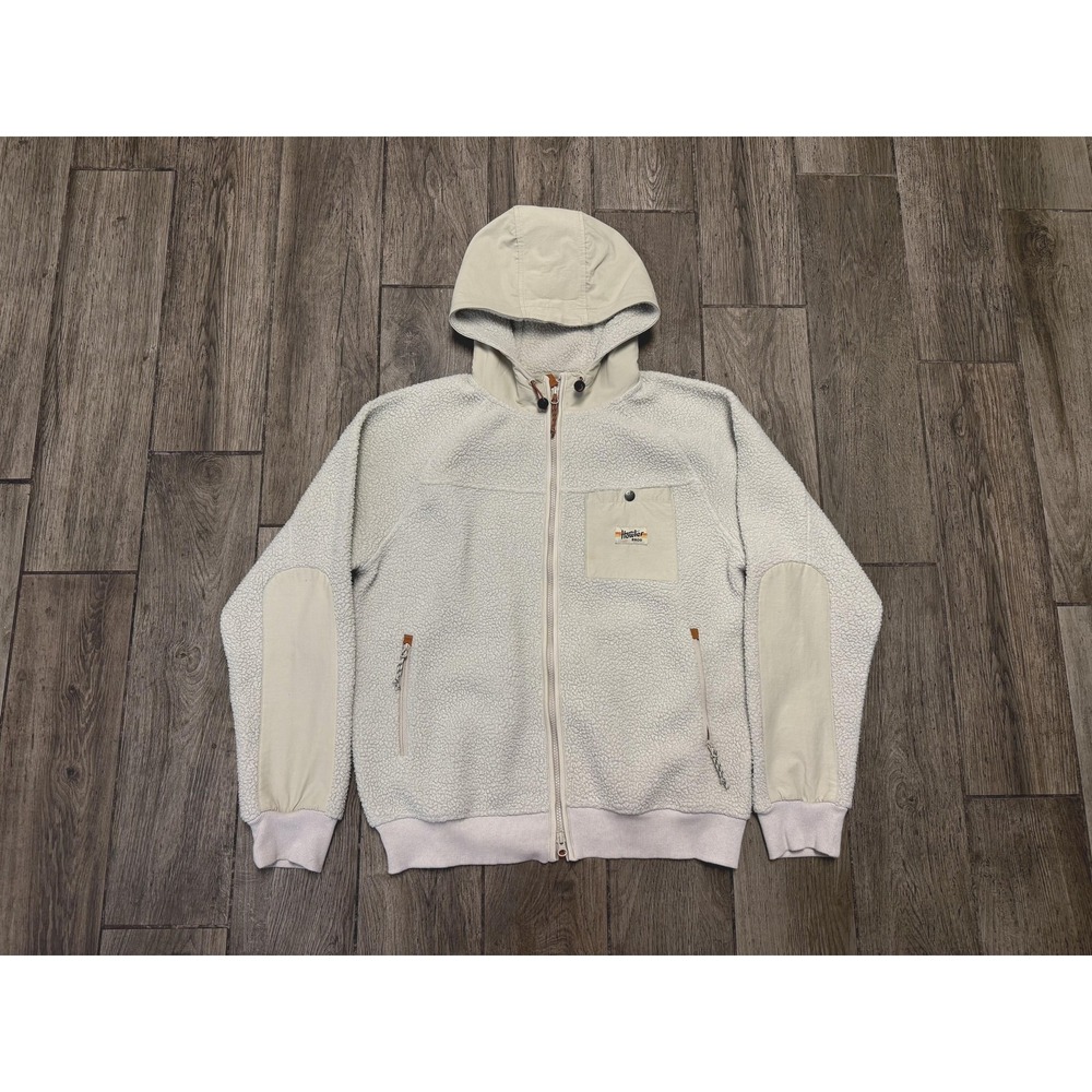 Howler Brothers Jacket Mens Medium Cream Chisos Fleece Sherpa Hooded Full Zip